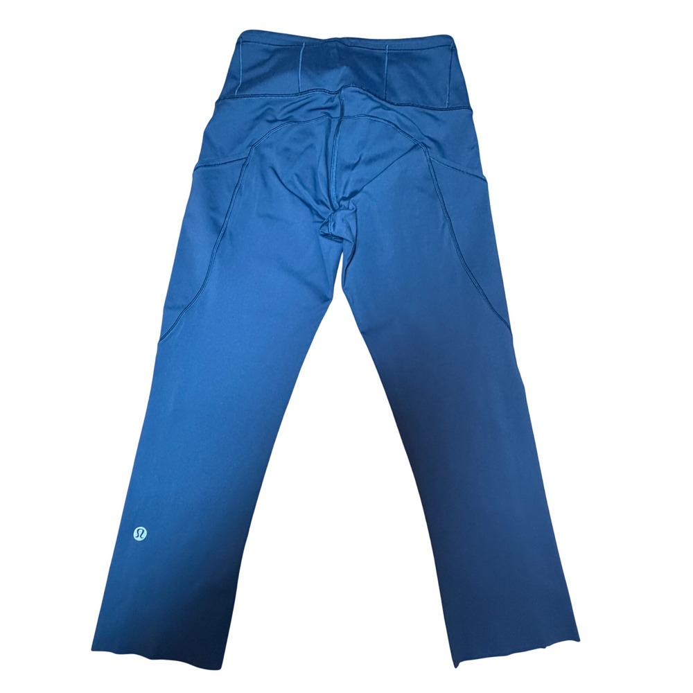Lululemon Fast and Free Crop II 19 Nulux Nocturnal Teal Running Leggings Size 4 - Picture 3 of 6